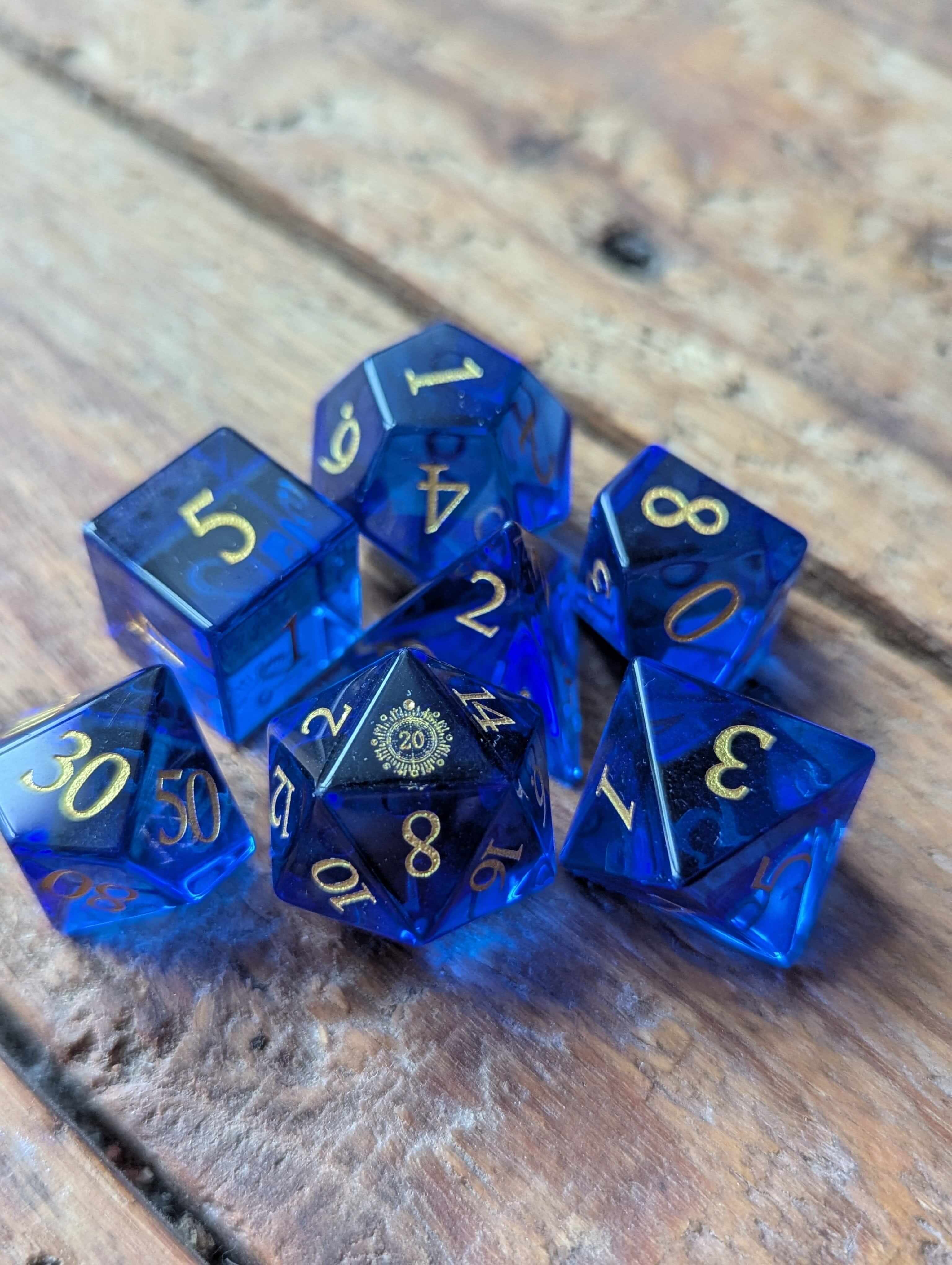 NordicDice Ædelsten og Krystal Dark Ocean - roleplaying dice Exclusive