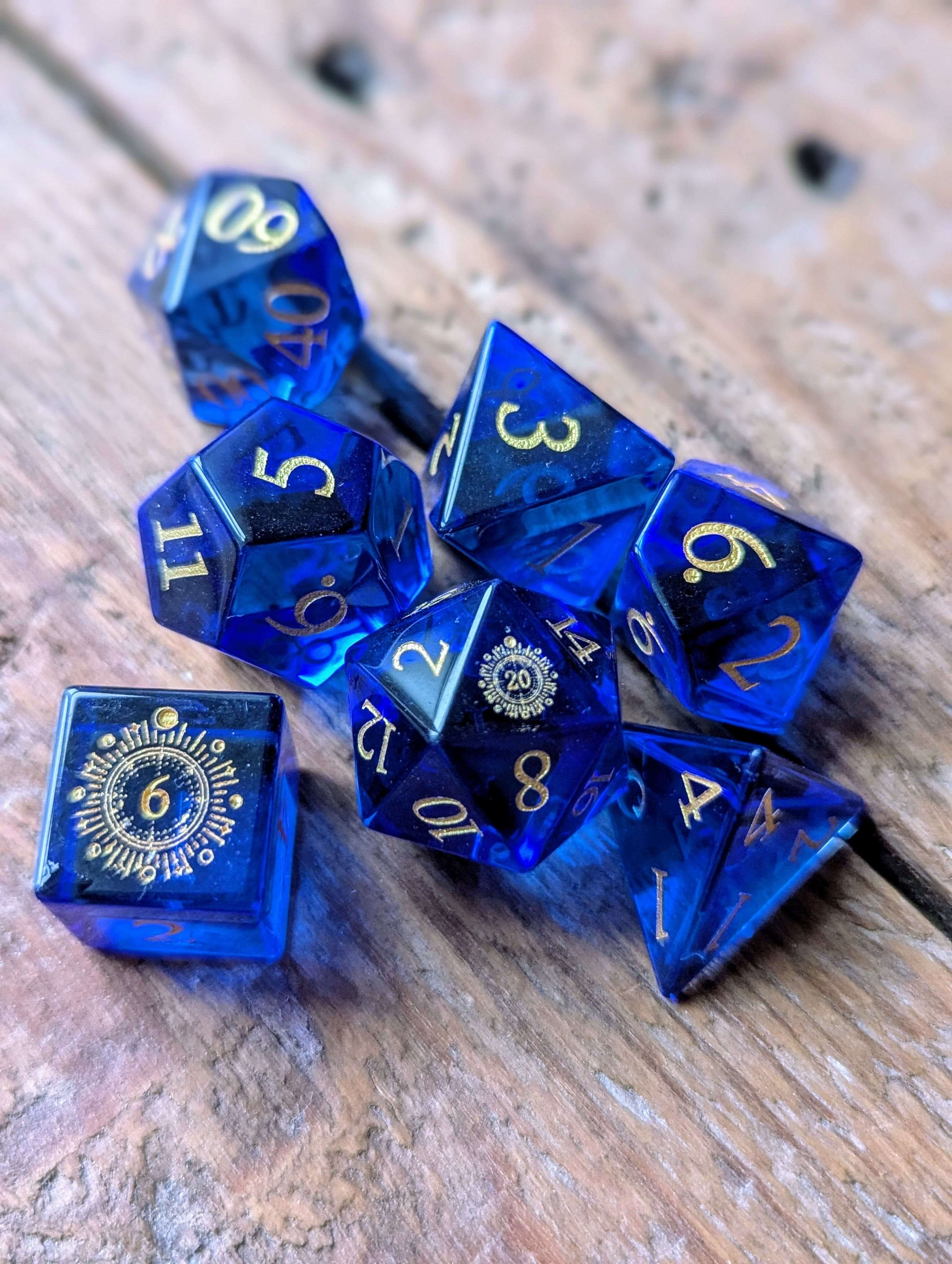 NordicDice Ædelsten og Krystal Dark Ocean - roleplaying dice Exclusive