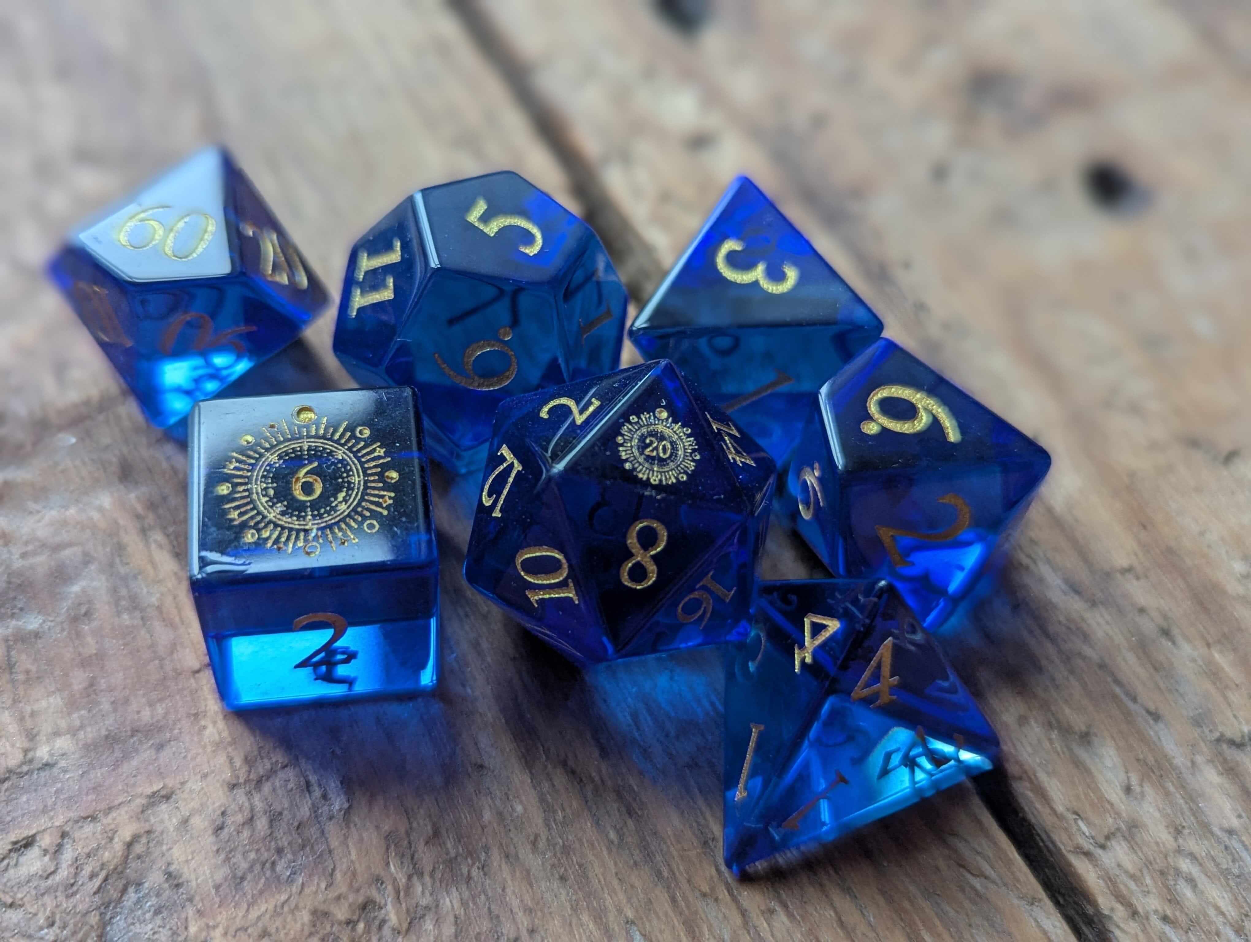 NordicDice Ædelsten og Krystal Dark Ocean - roleplaying dice Exclusive