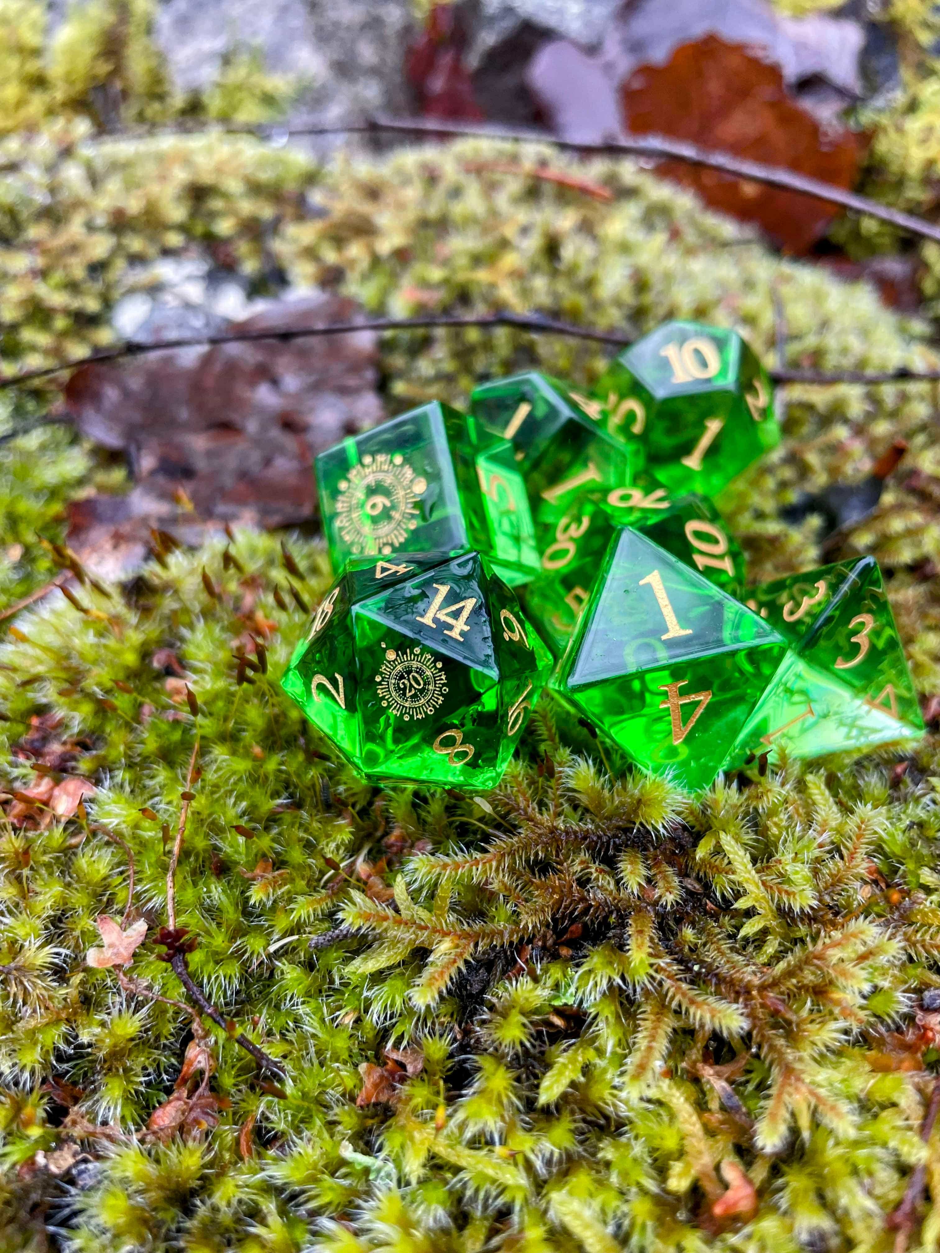 NordicDice Ædelsten og Krystal Druid grove - roleplaying dice Exclusive