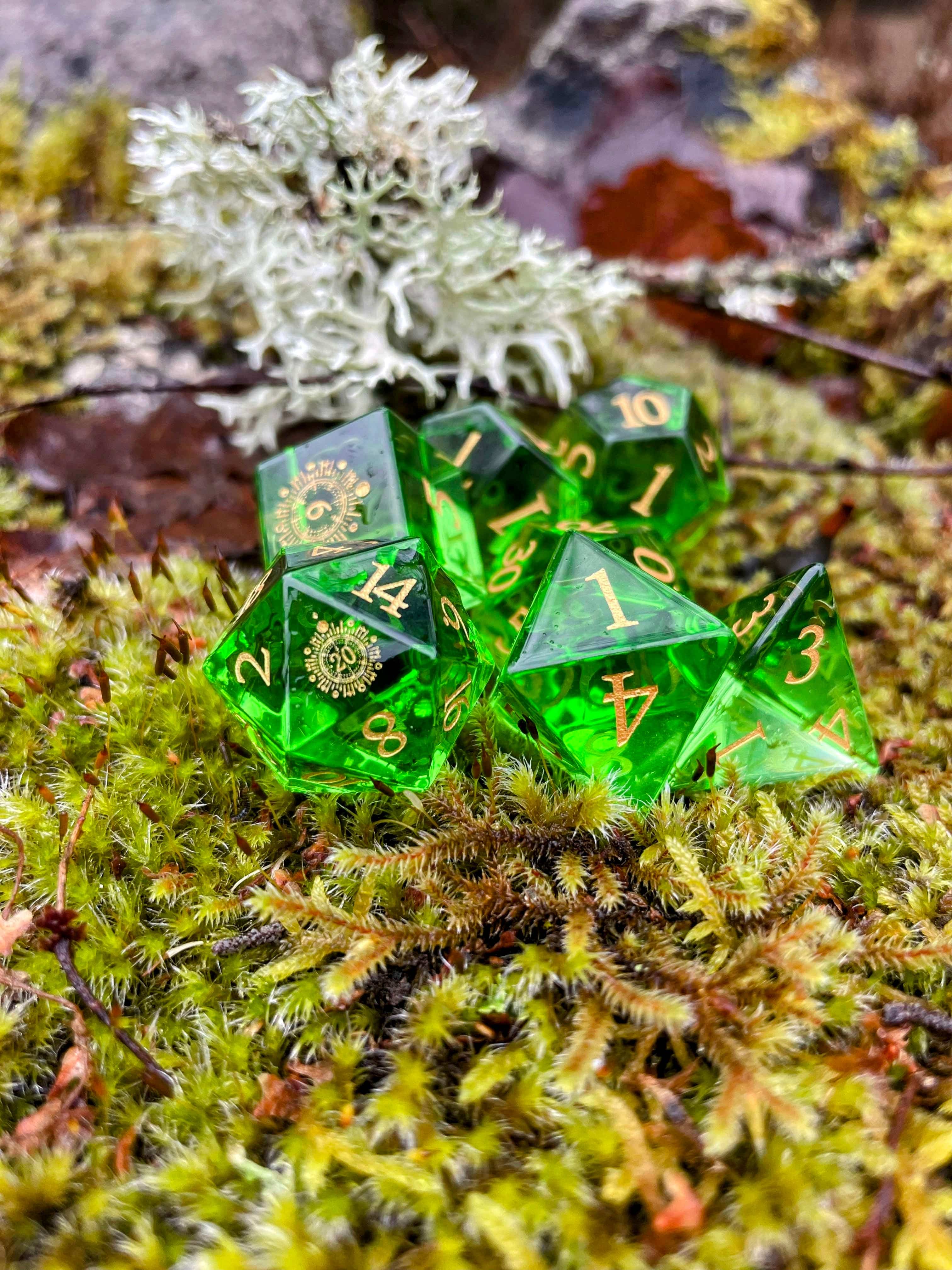 NordicDice Ædelsten og Krystal Druid grove - roleplaying dice Exclusive