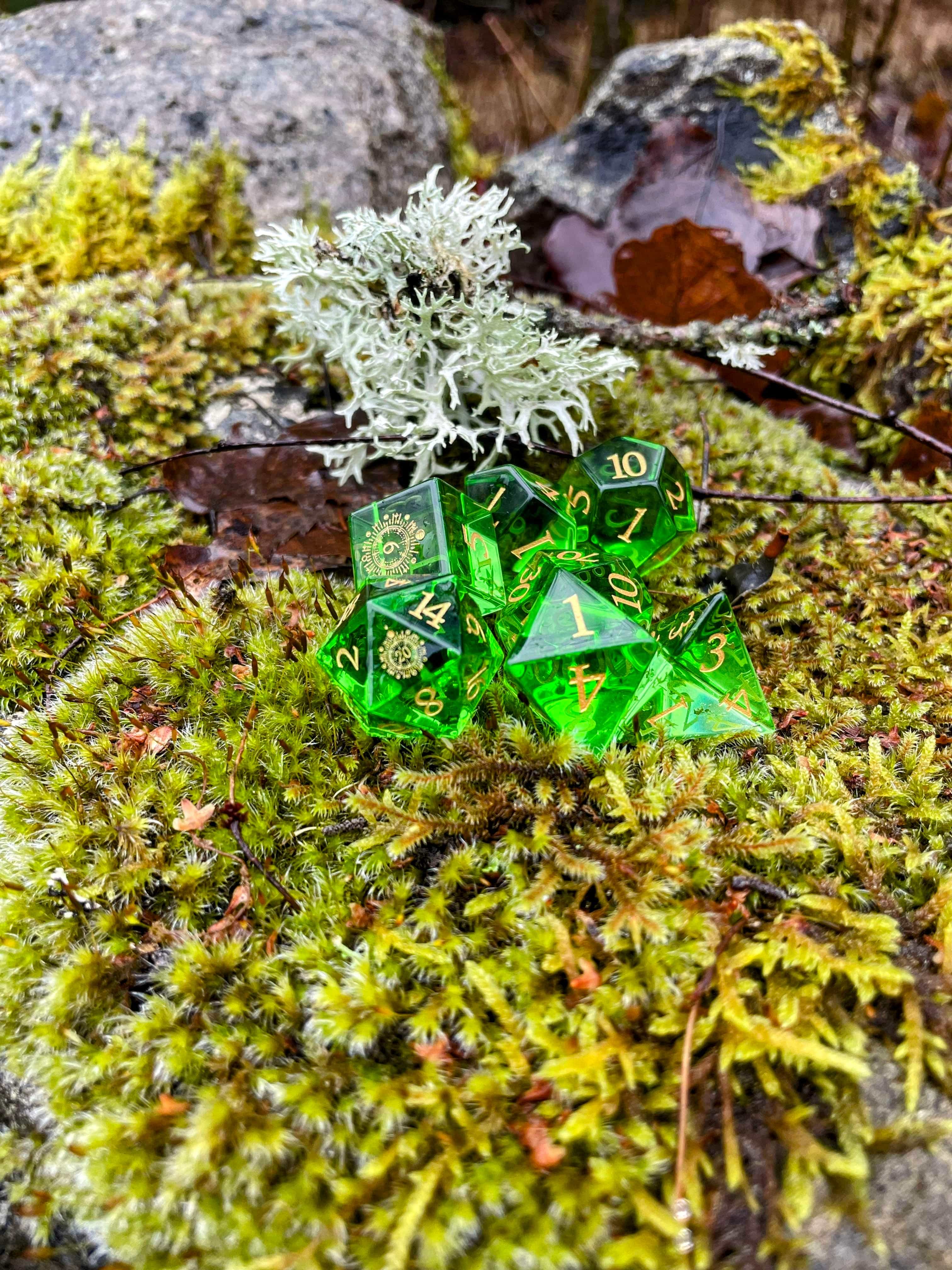 NordicDice Ædelsten og Krystal Druid grove - roleplaying dice Exclusive