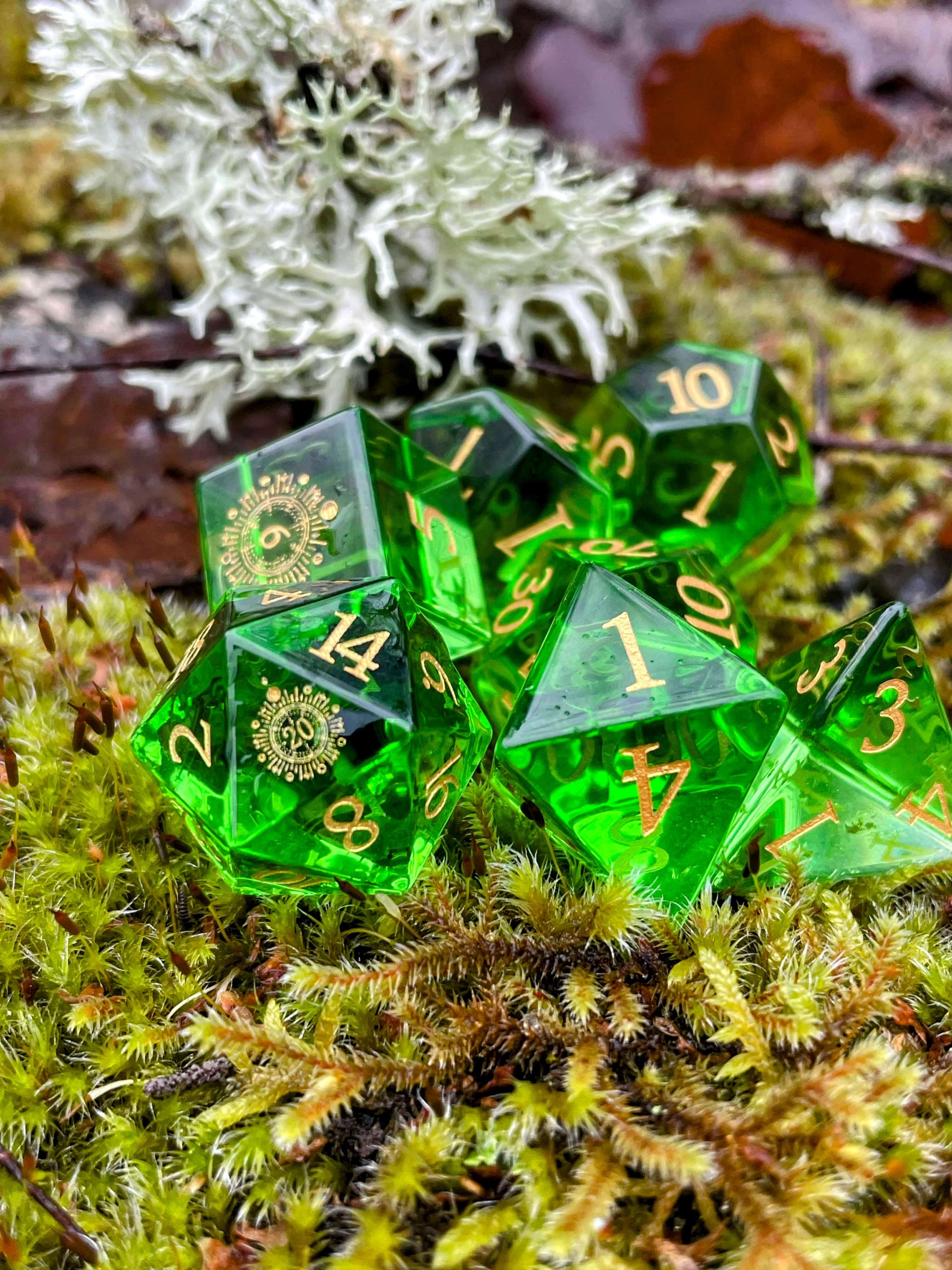 NordicDice Ædelsten og Krystal Druid grove - roleplaying dice Exclusive