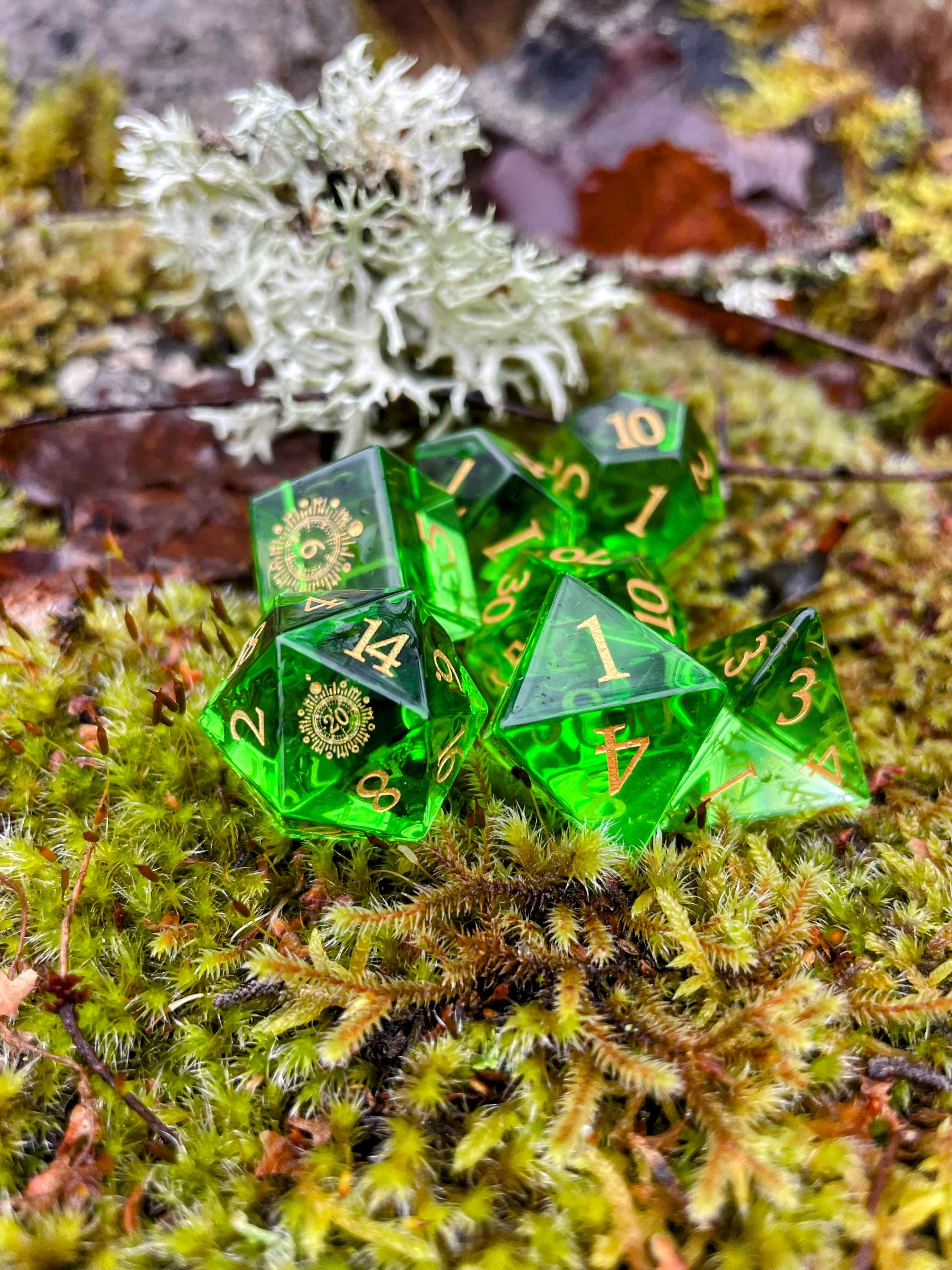 NordicDice Ædelsten og Krystal Druid grove - roleplaying dice Exclusive