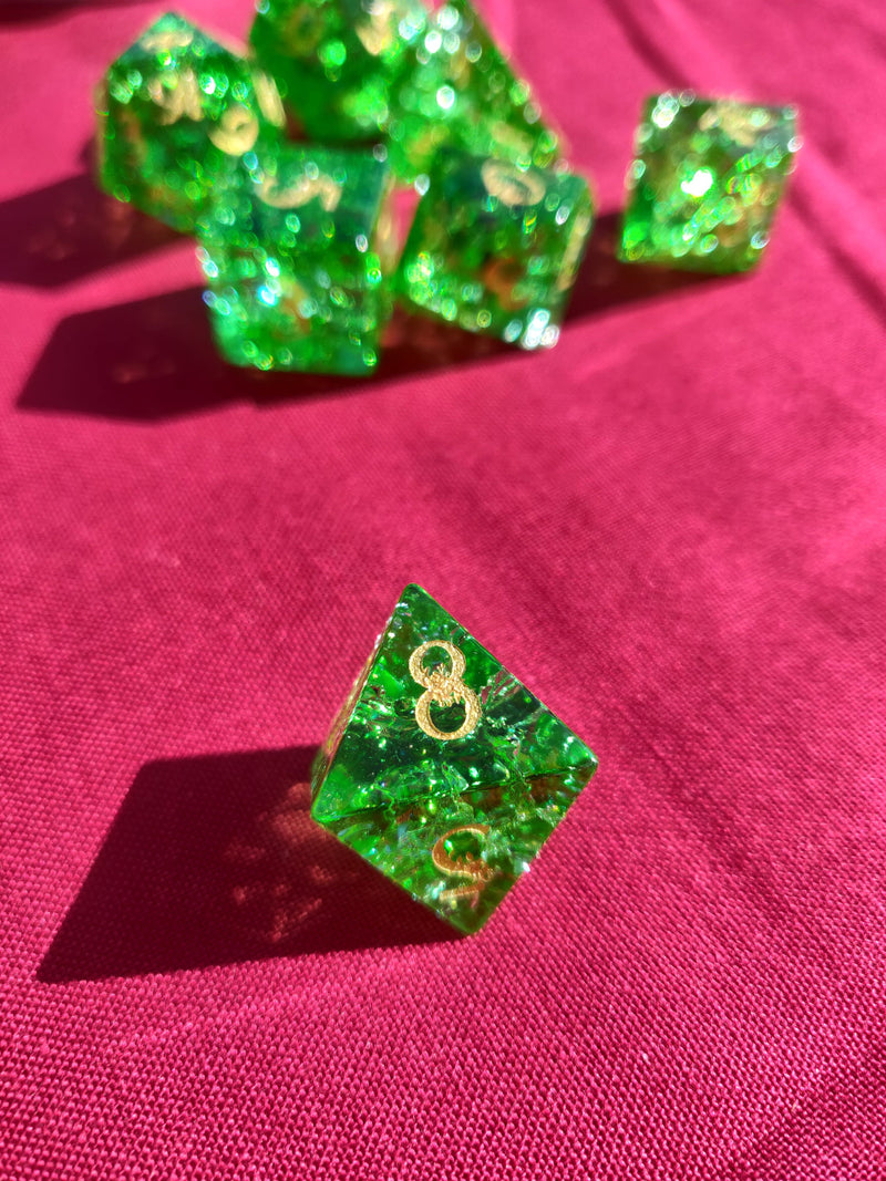 NordicDice Ædelsten og Krystal Glasterninger - Smaragdgrøn