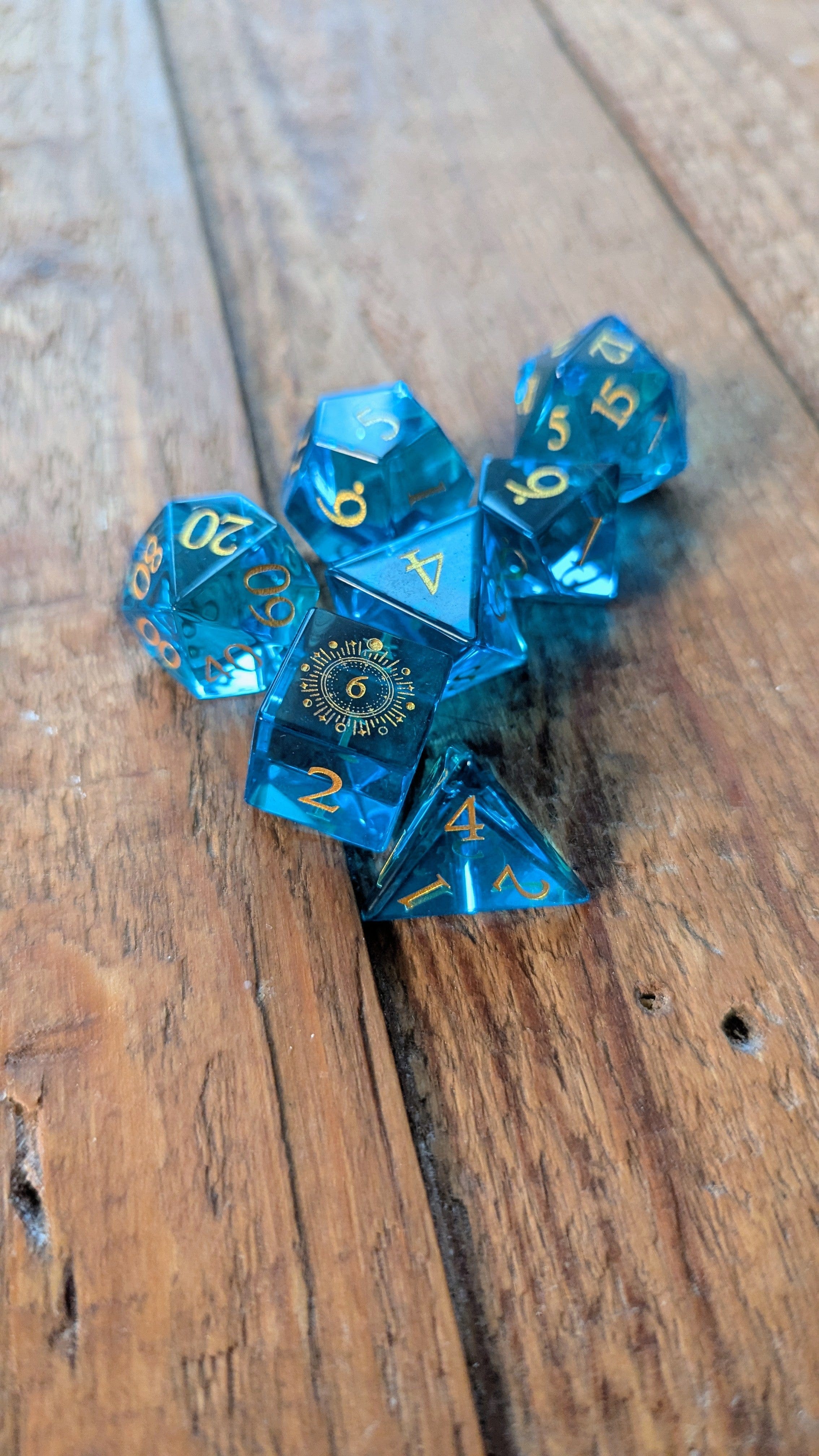 NordicDice Ædelsten og Krystal Light Blue ocean - roleplaying dice Exclusive