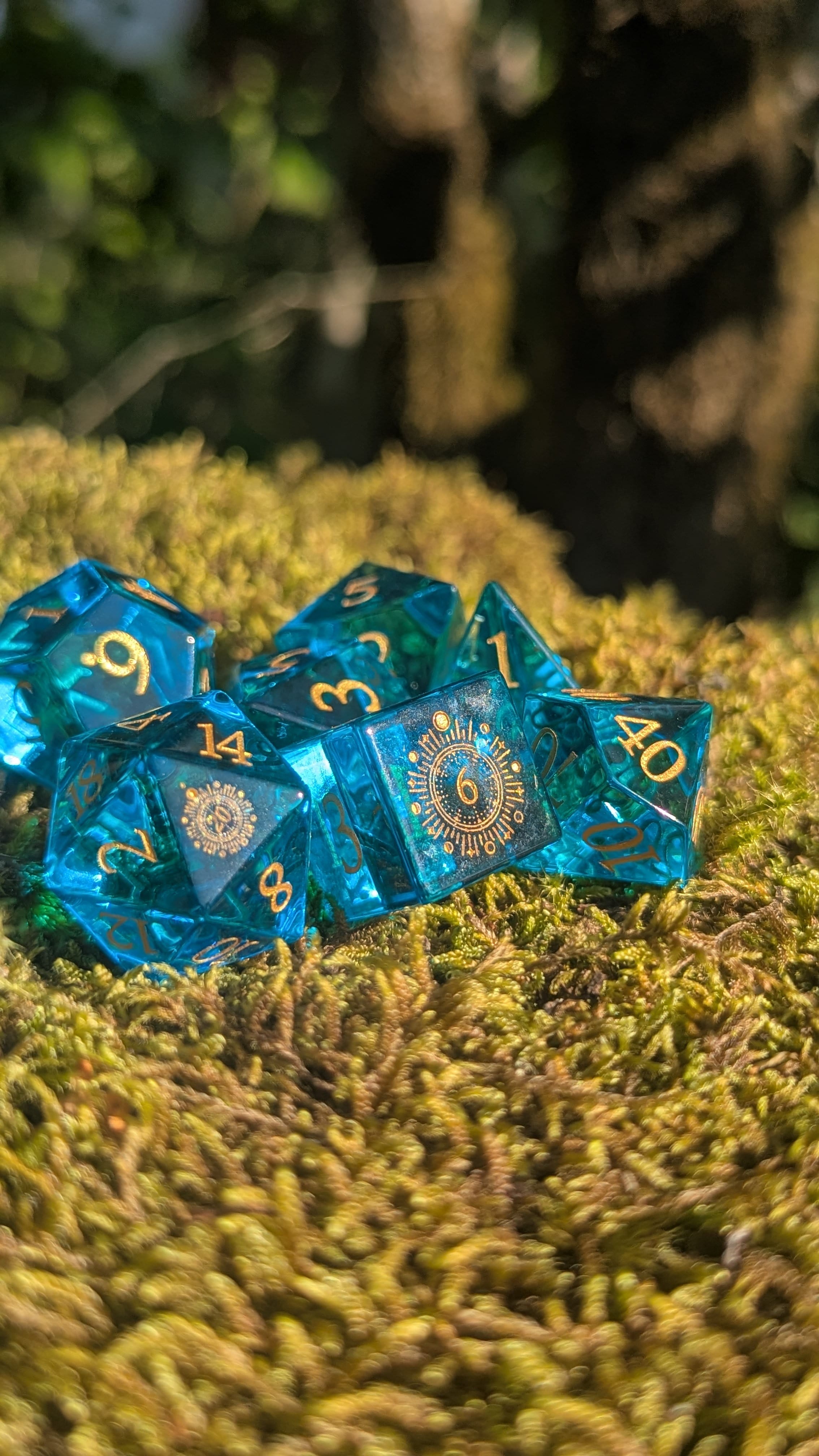 NordicDice Ædelsten og Krystal Light Blue ocean - roleplaying dice Exclusive