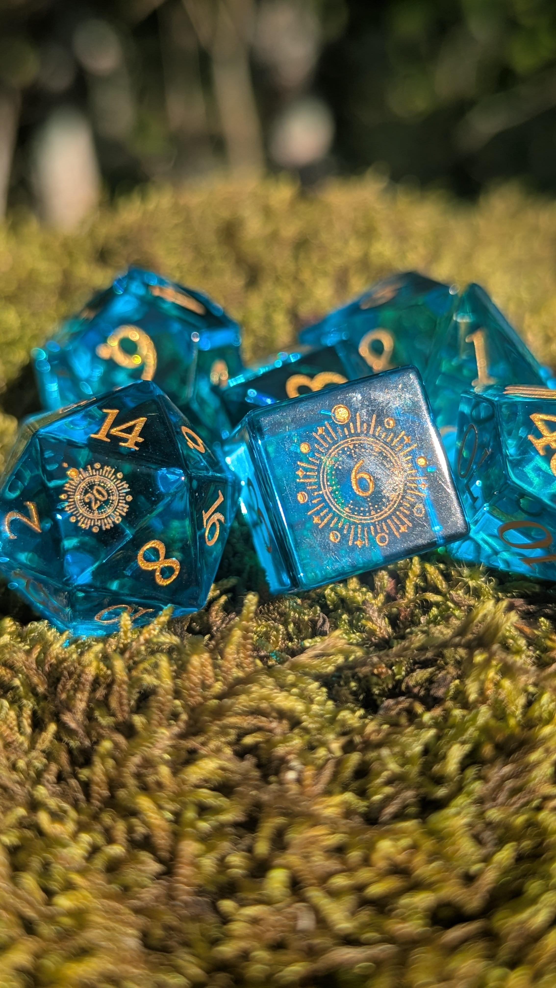 NordicDice Ædelsten og Krystal Light Blue ocean - roleplaying dice Exclusive