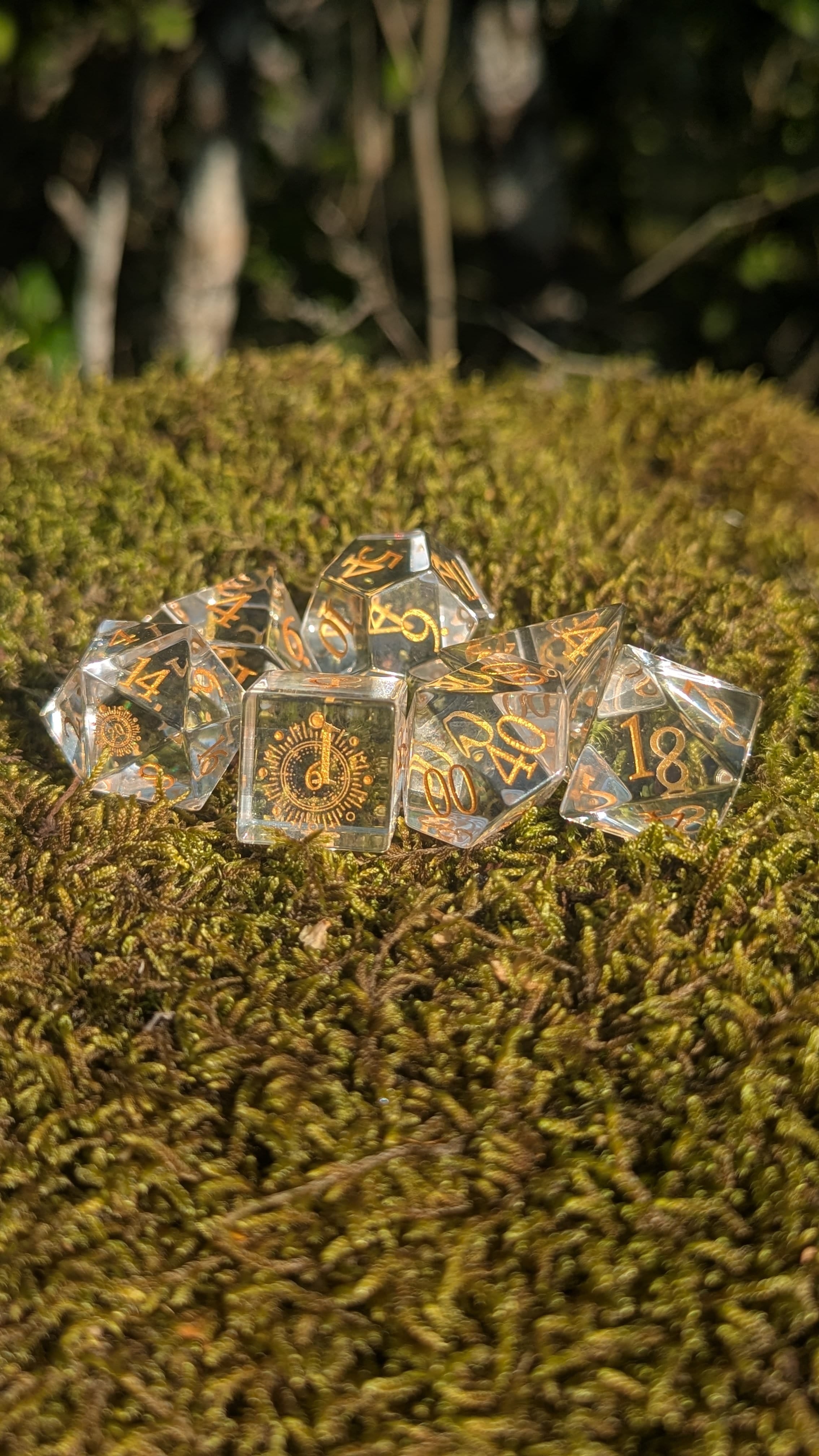NordicDice Ædelsten og Krystal Pure sun glass - roleplaying dice Exclusive