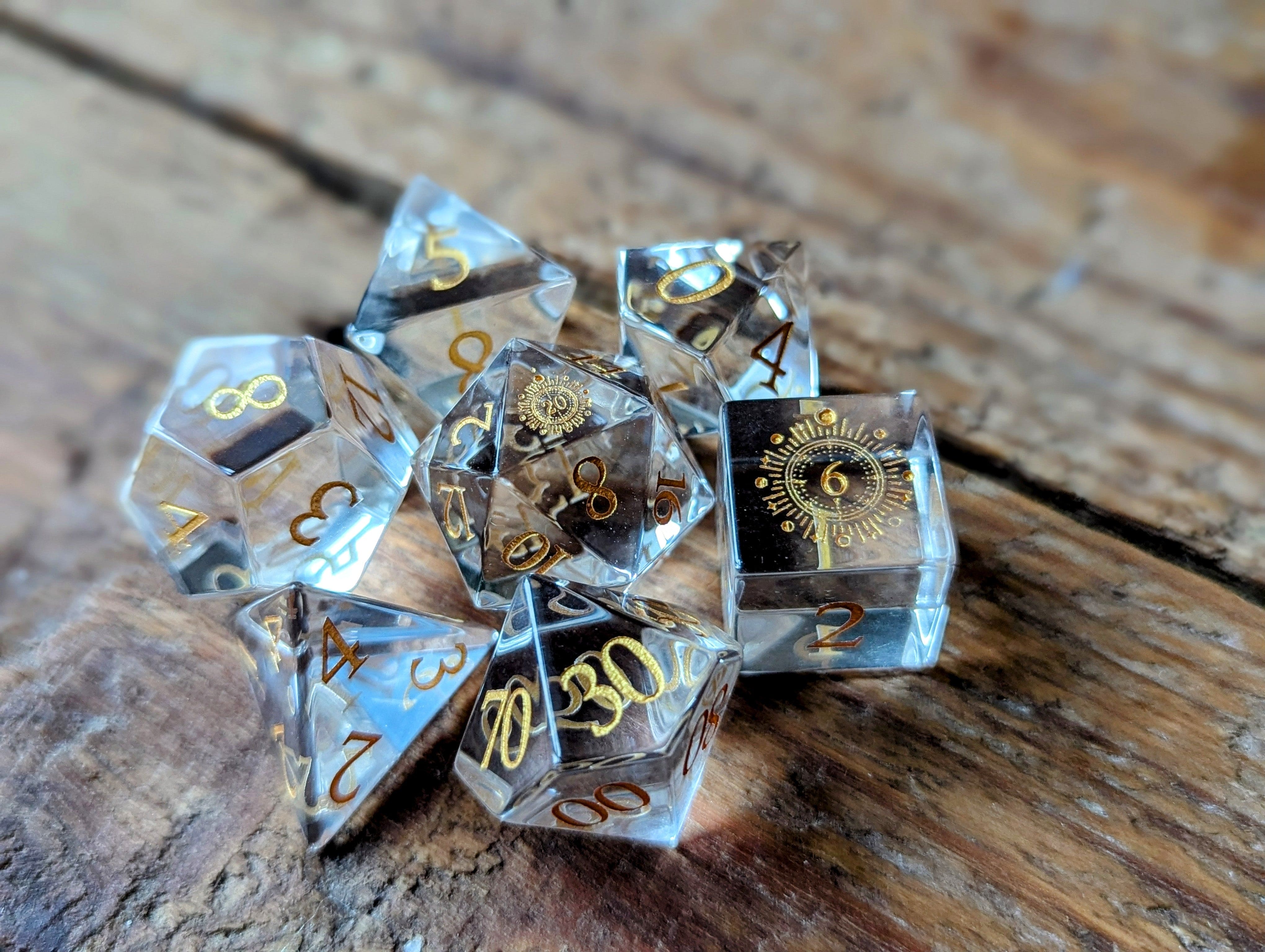 NordicDice Ædelsten og Krystal Pure sun glass - roleplaying dice Exclusive