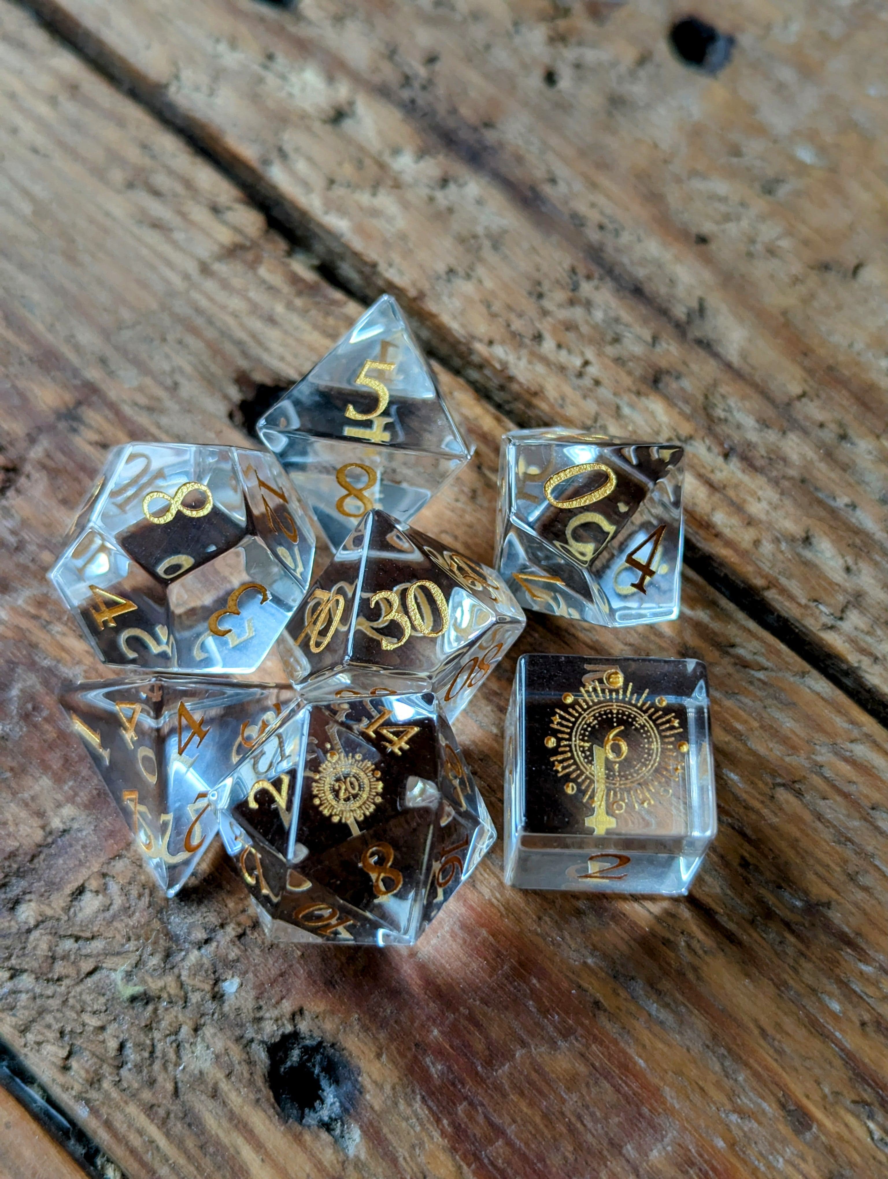 NordicDice Ædelsten og Krystal Pure sun glass - roleplaying dice Exclusive