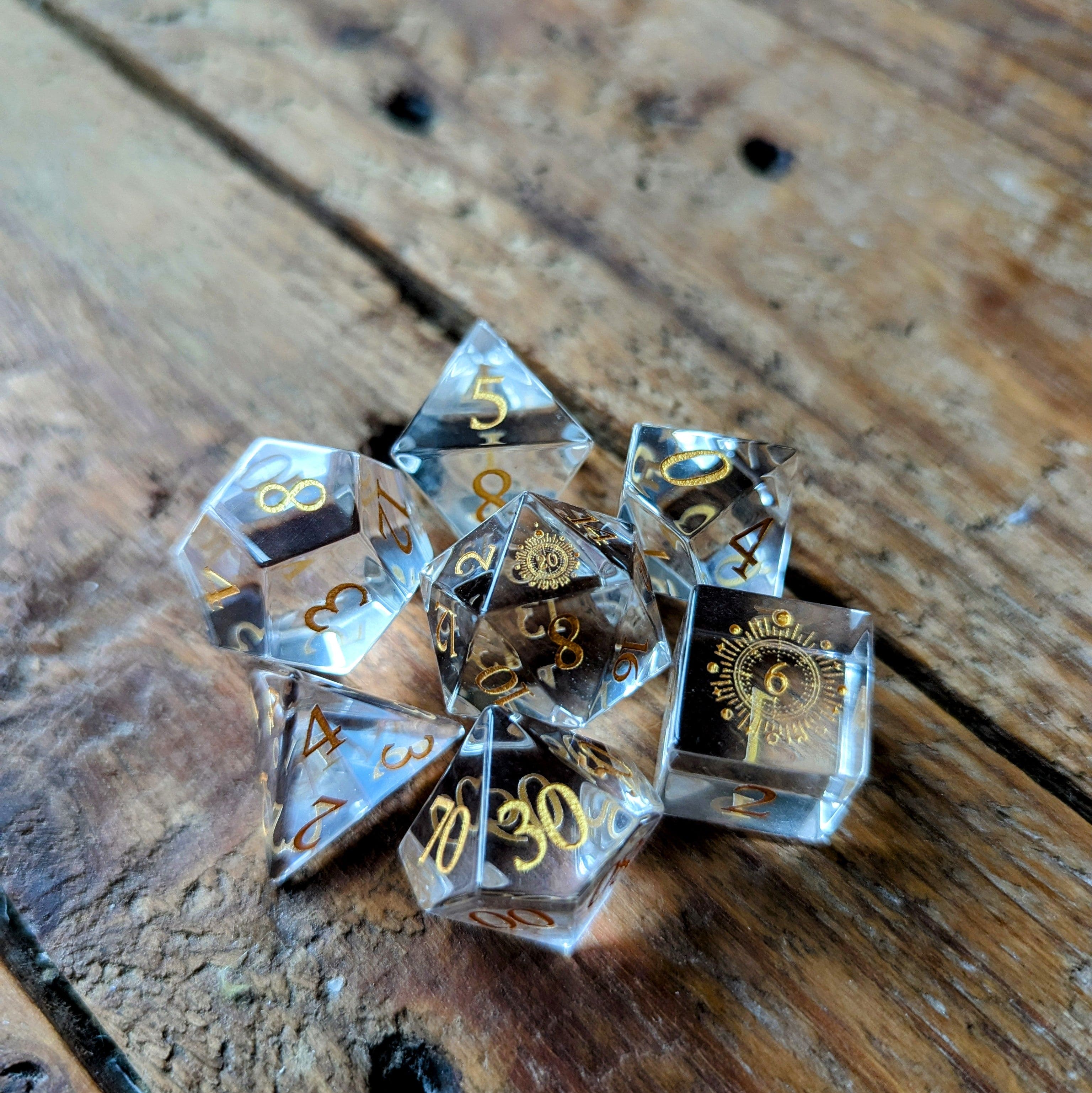 NordicDice Ædelsten og Krystal Pure sun glass - roleplaying dice Exclusive