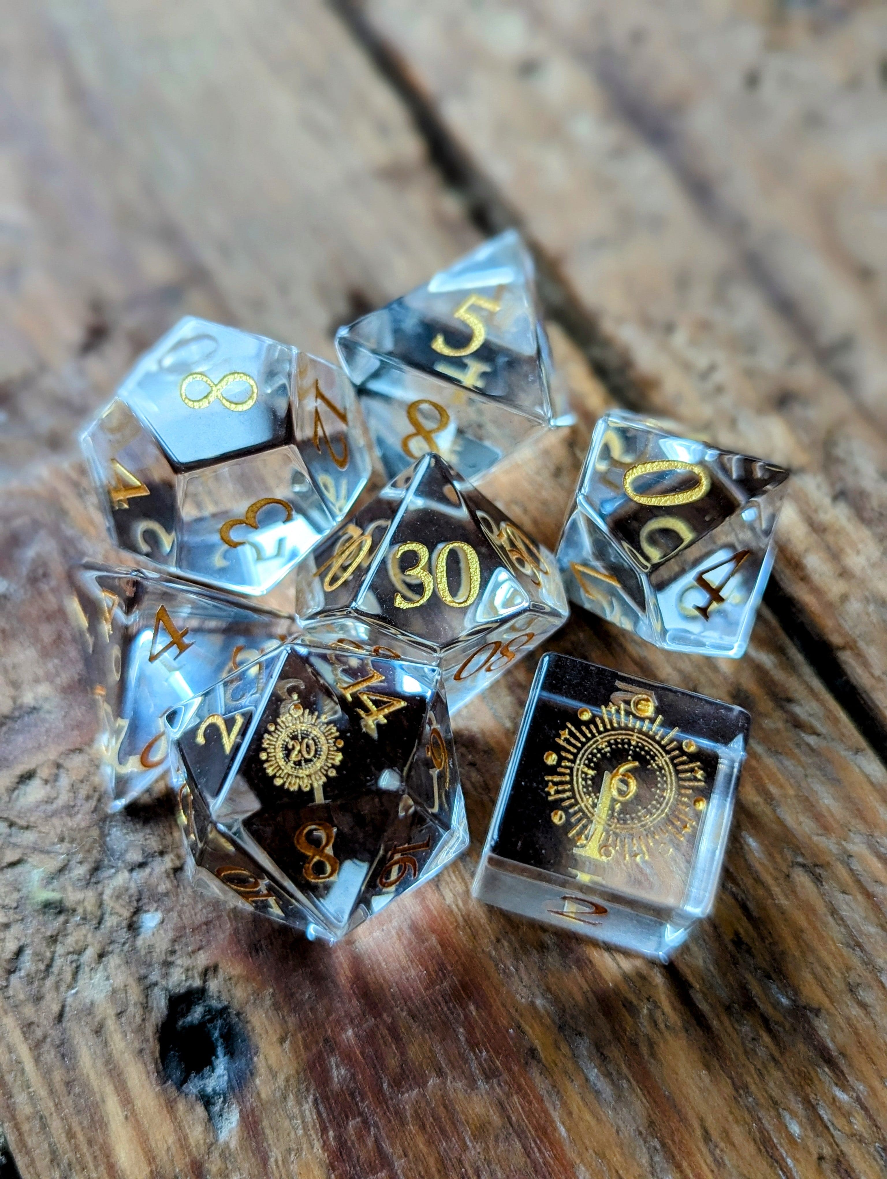 NordicDice Ædelsten og Krystal Pure sun glass - roleplaying dice Exclusive