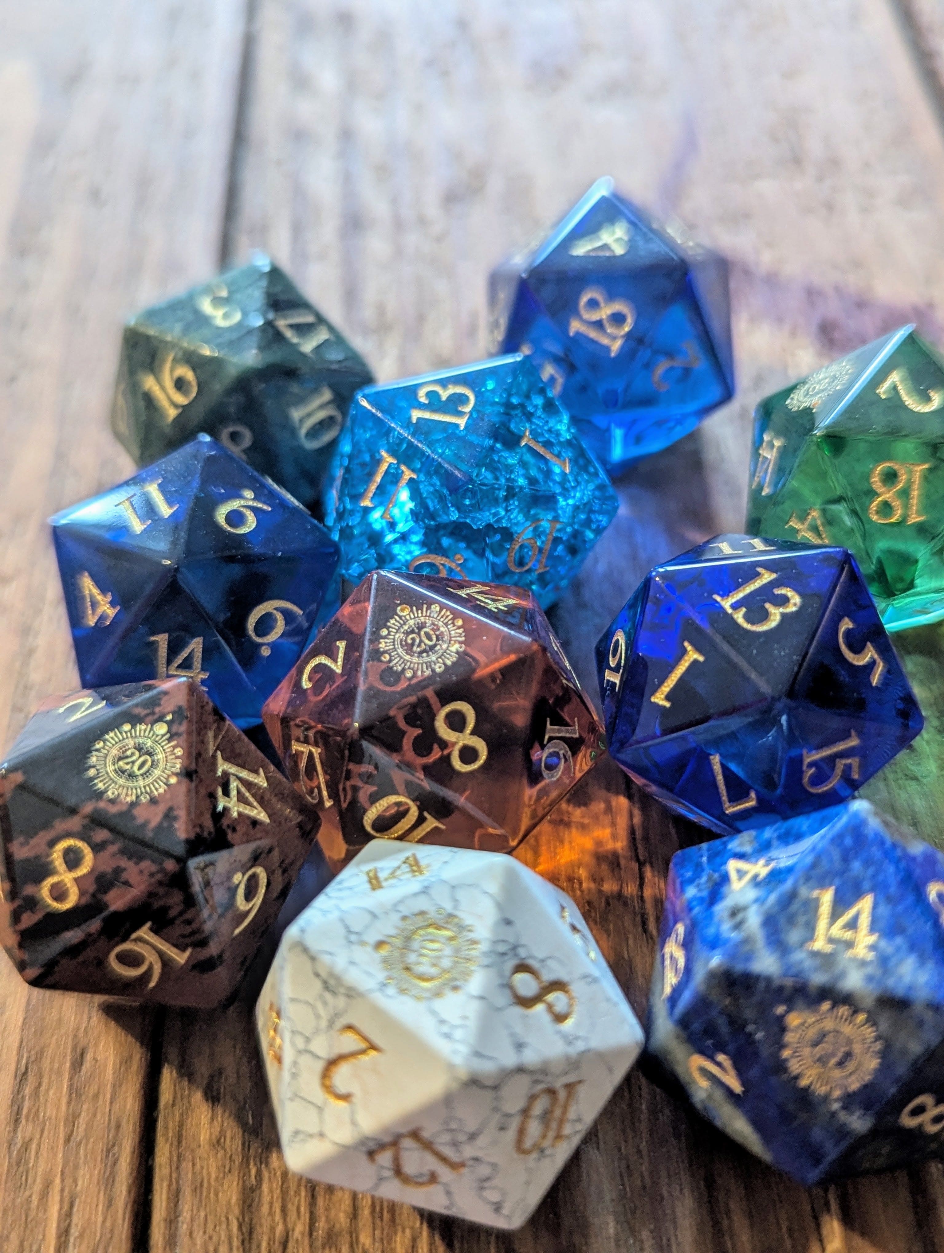 NordicDice Ædelsten og Krystal Random d20 Gem - roleplaying dice Exclusive