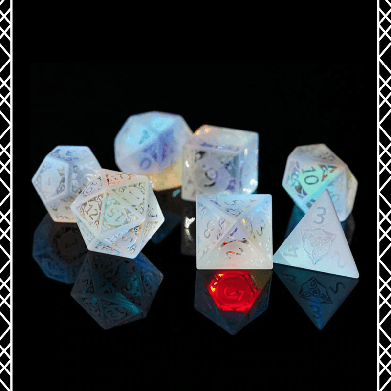 NordicDice Ædelsten og Krystal Regnbue Terninger lavet af Regnbue Krystalglas