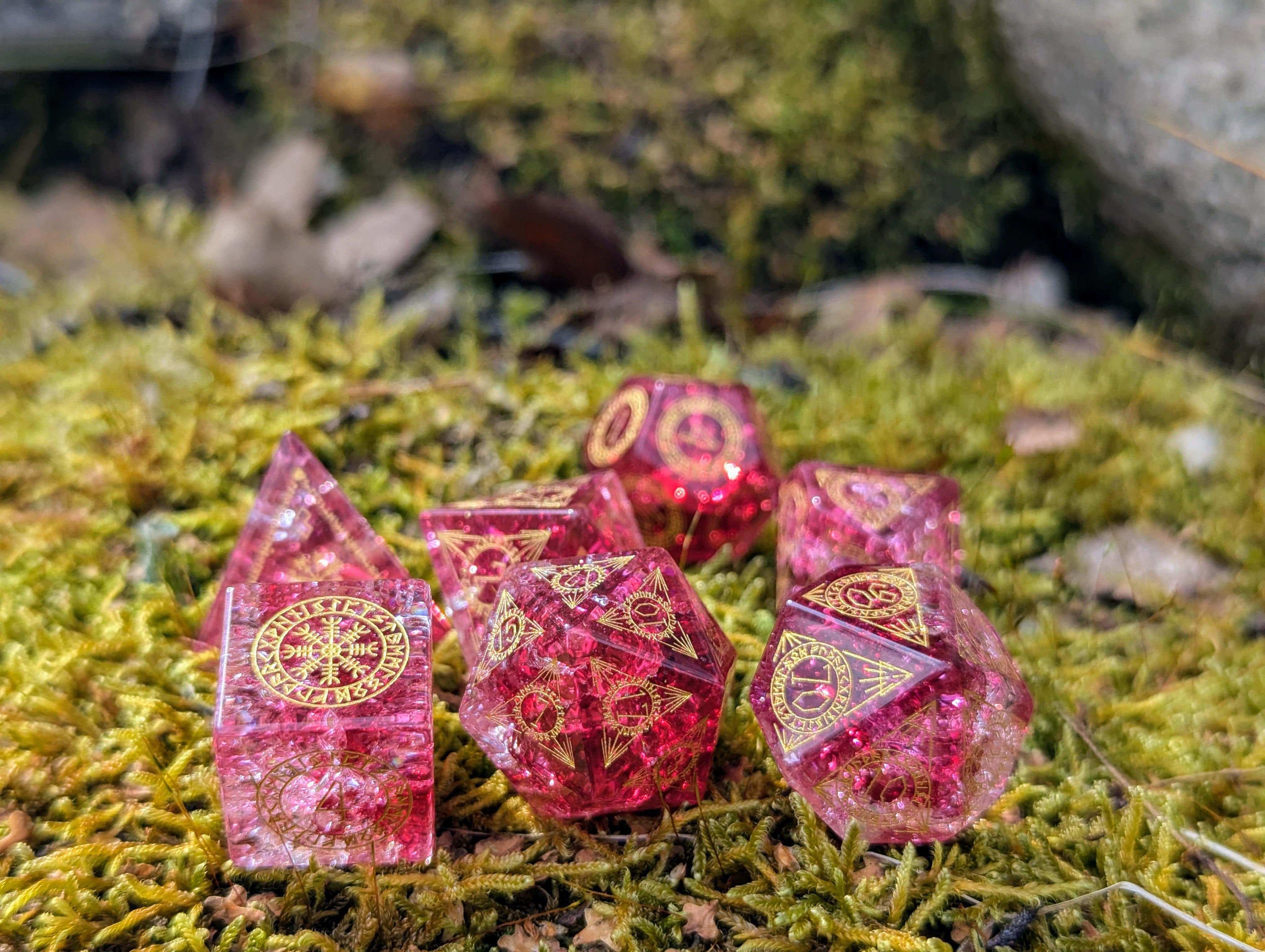 NordicDice Ædelsten og Krystal Scarlet crystal - d&d Rollespilsteringer