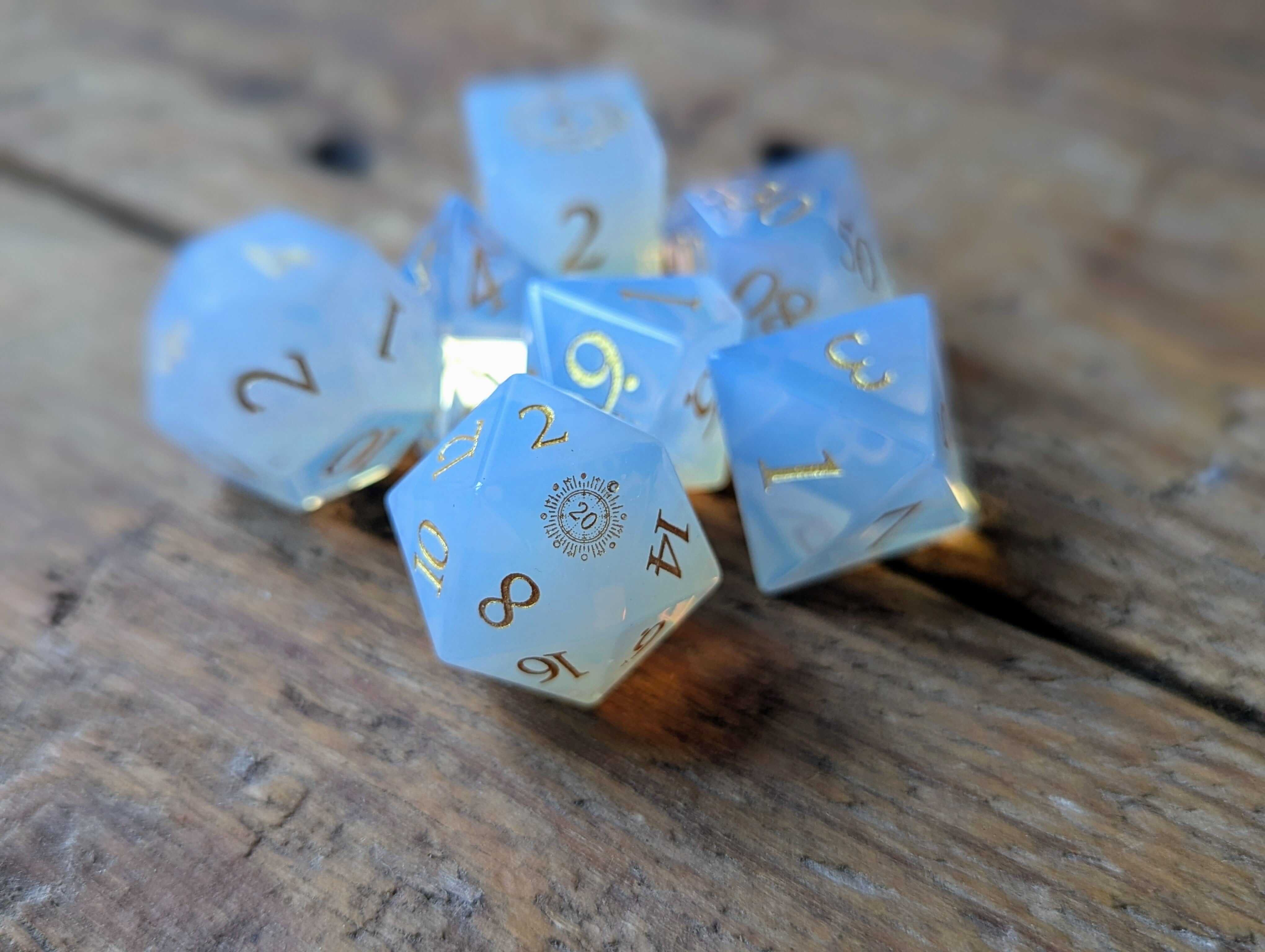 NordicDice Ædelsten og Krystal Silk sun - roleplaying dice Exclusive