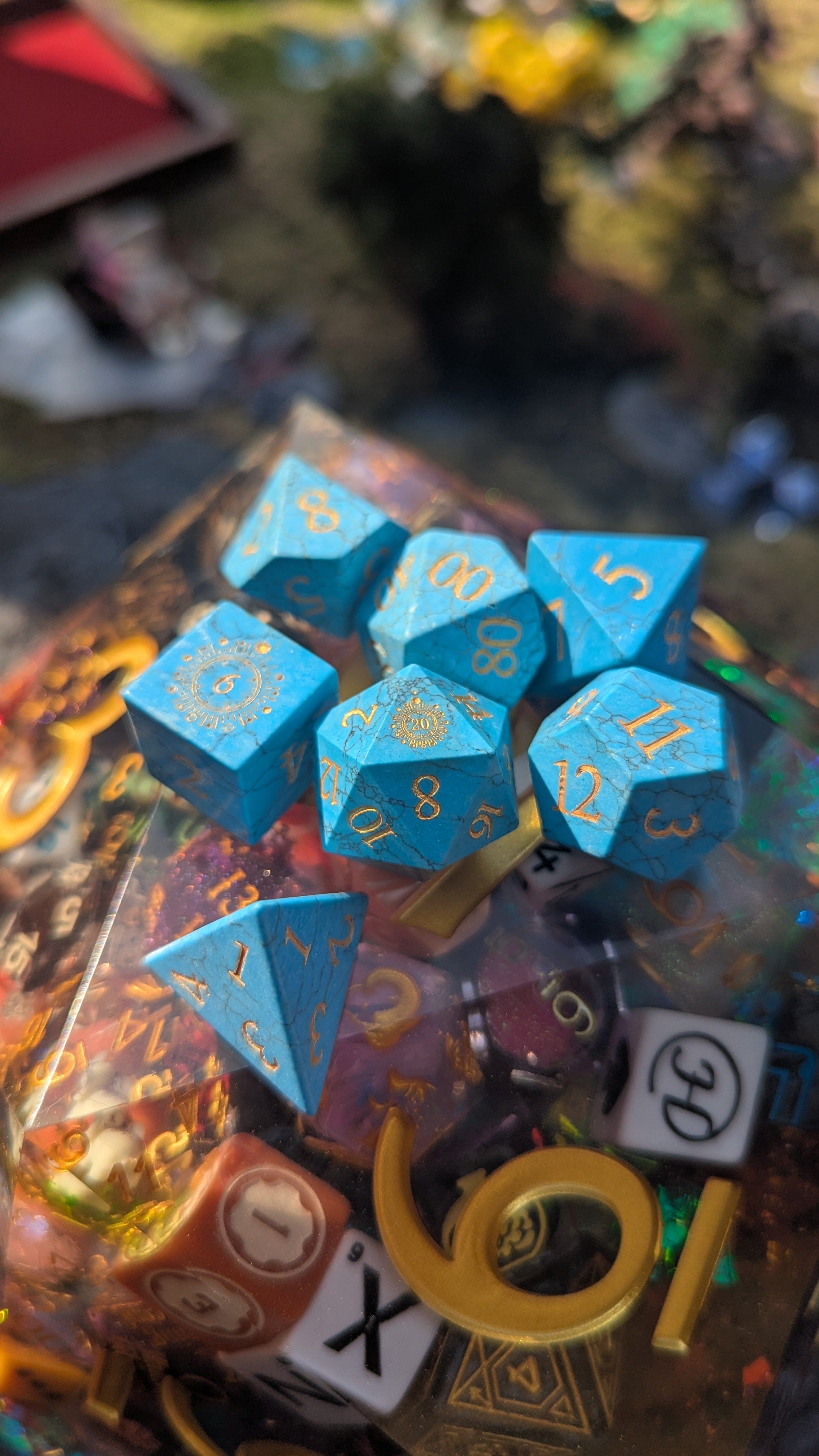 NordicDice Ædelsten og Krystal Sleeping Beauty Turquoise - roleplaying dice Exclusive
