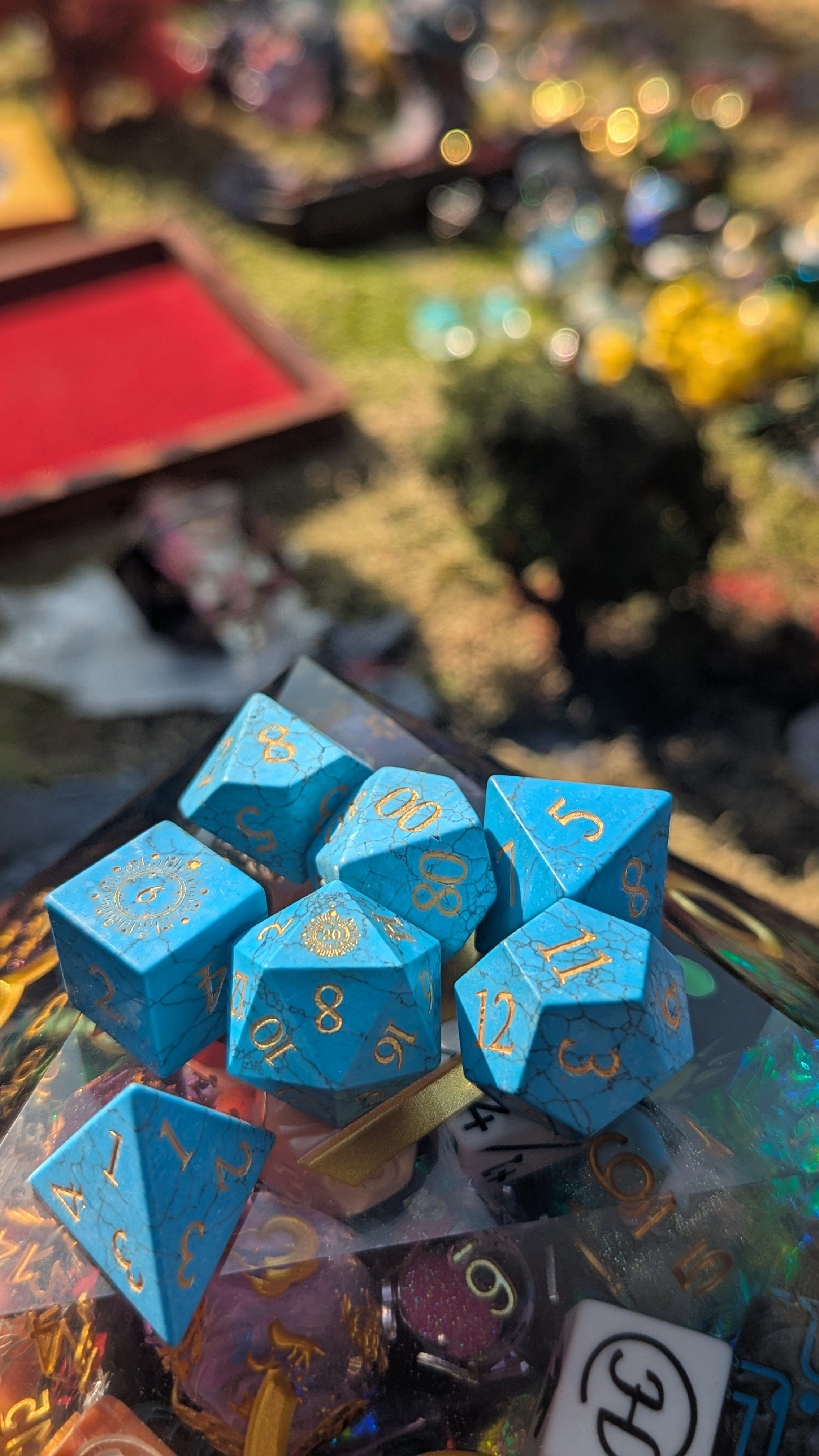 NordicDice Ædelsten og Krystal Sleeping Beauty Turquoise - roleplaying dice Exclusive