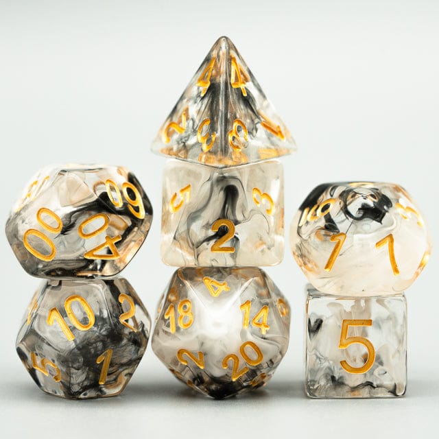 NordicDice Akryl og Resin Black and white terningesæt