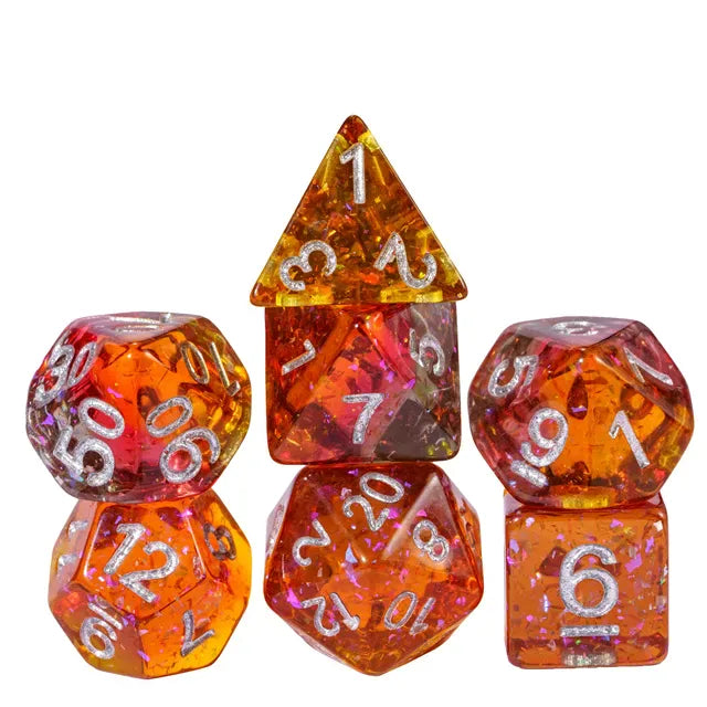 NordicDice Akryl og Resin Rød Glitter galaxy dice - role playing dice set