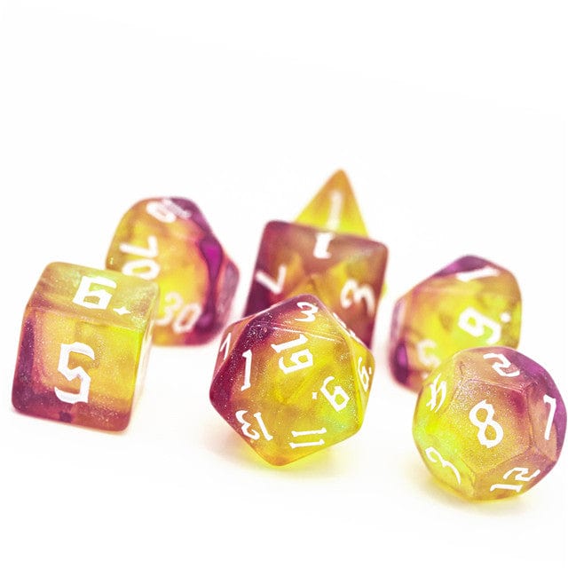 NordicDice Akryl og Resin Golden galakse terningesæt