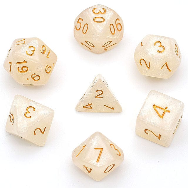 NordicDice Akryl og Resin Hvide rollespilsterninger - 7 stk