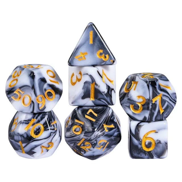 NordicDice Akryl og Resin Black and white Mini dice set - hafling style
