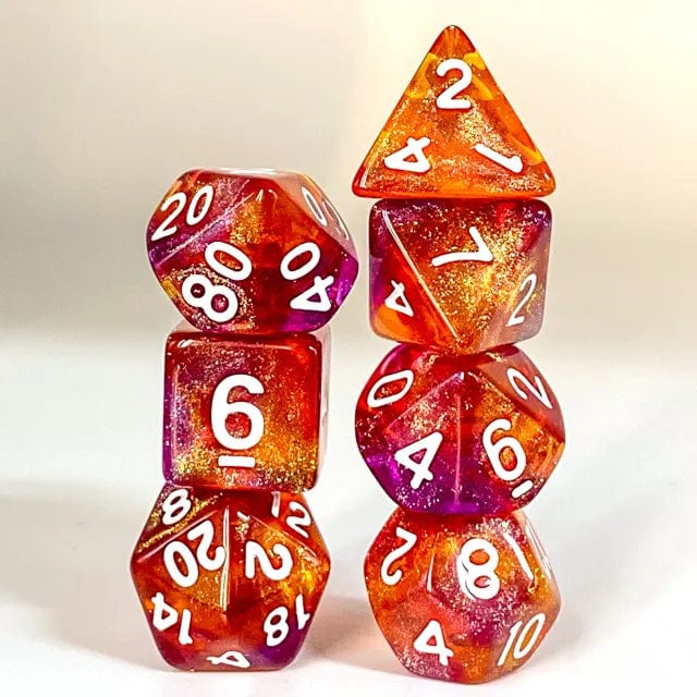 NordicDice Akryl og Resin Orange galakse terningesæt