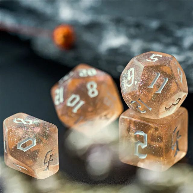 NordicDice Akryl og Resin Orange glimmer - rollespilsterninger