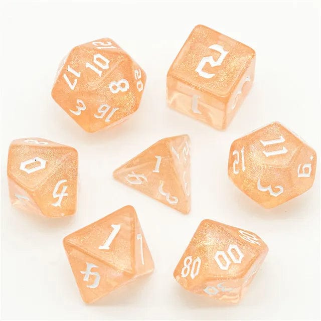 NordicDice Akryl og Resin Orange glimmer - rollespilsterninger