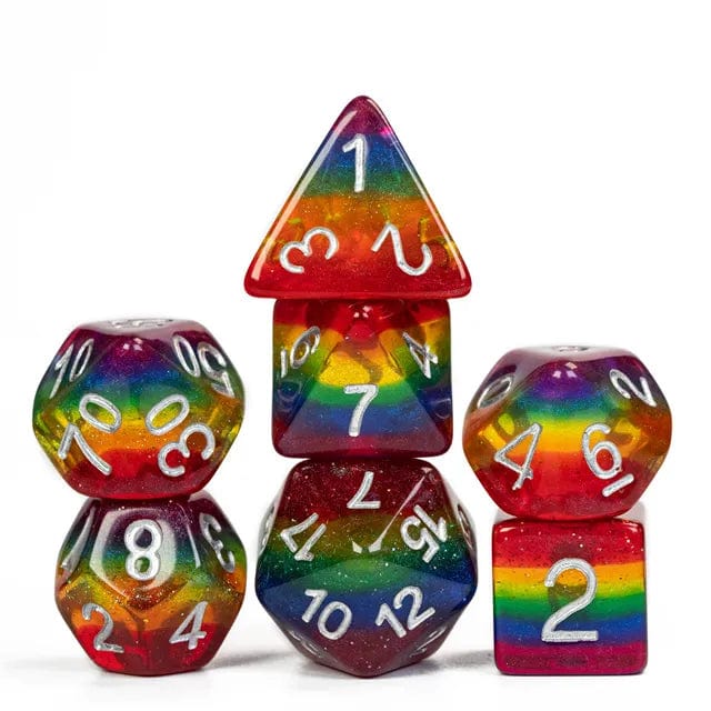 NordicDice Akryl og Resin Pride glitter rollespilsterningesæt