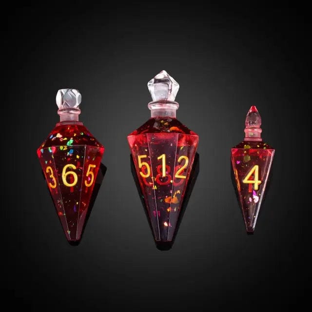 NordicDice Akryl og Resin Red healing potion dice