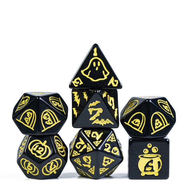 NordicDice Akryl og Resin Sort Halloween rollespilsterninger