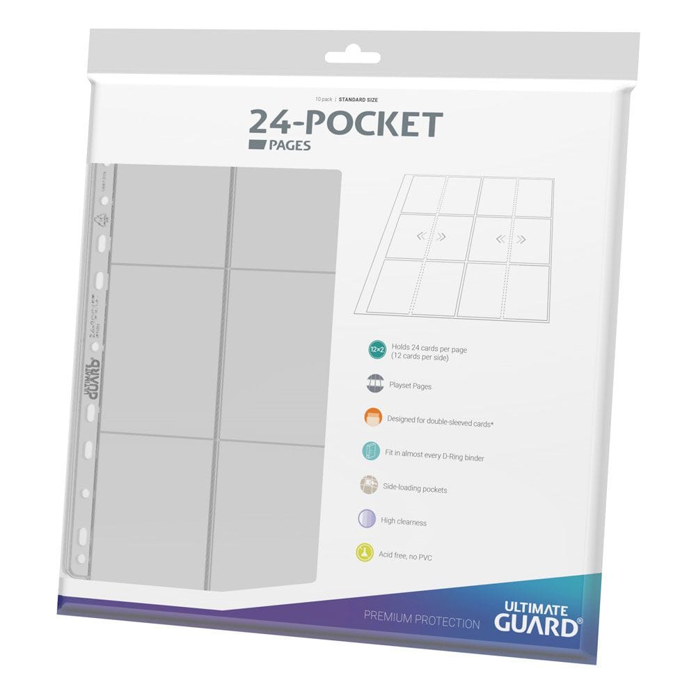 NordicDice Card game Ultimate Guard 24-Pocket QuadRow Pages Side-Loading (10) - Transparent