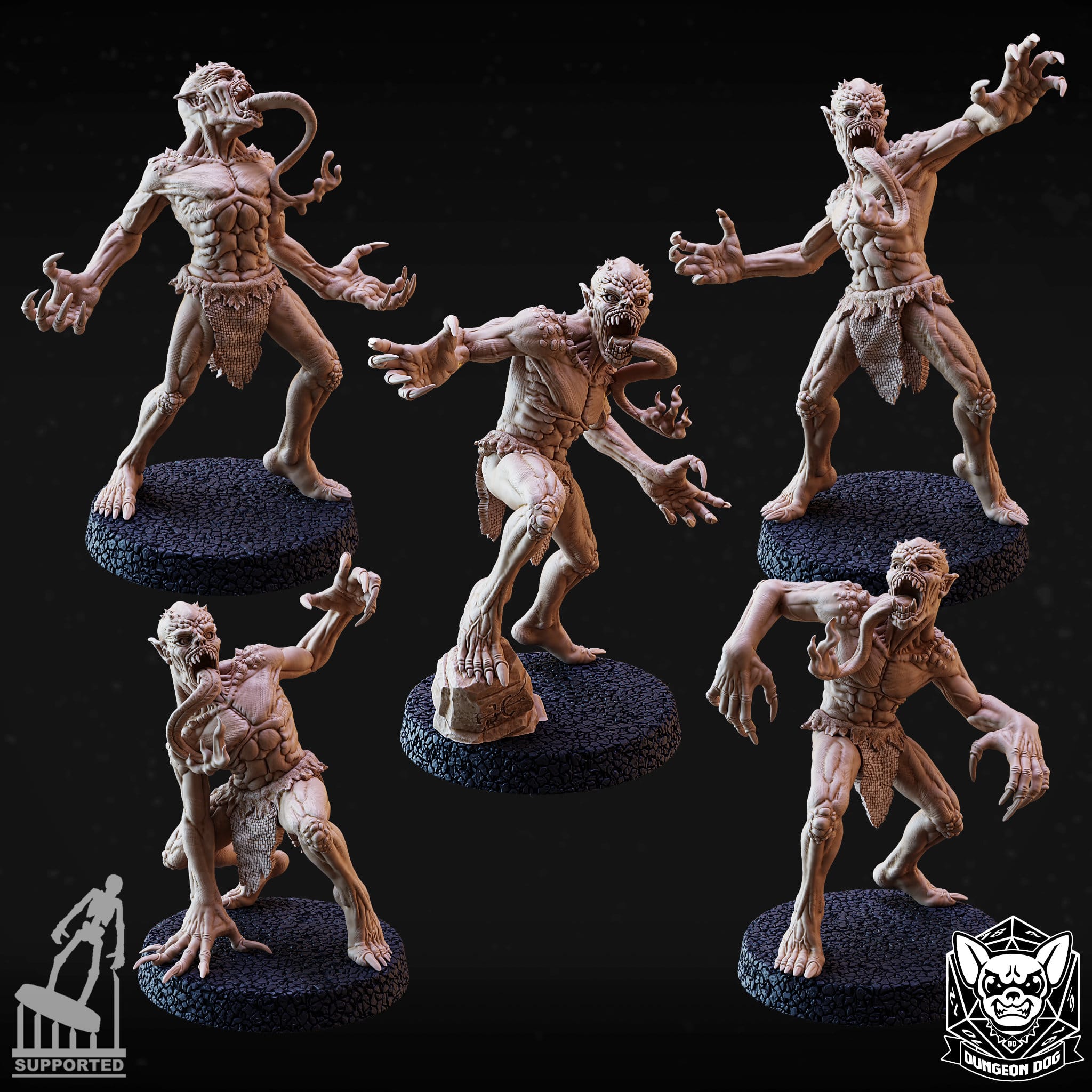 NordicDice Custom print Abyssal Ghoul Bundle (5 monsters) Unpainted - Custom Mini