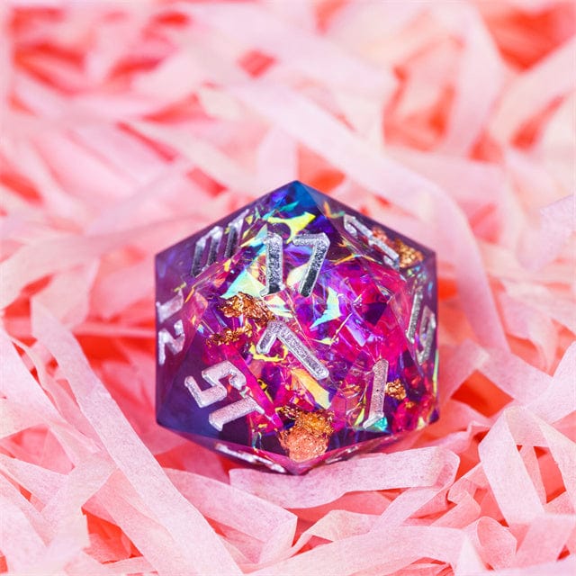 NordicDice D20 Løs d20 Sharp Dice pink og mørkeblå terning