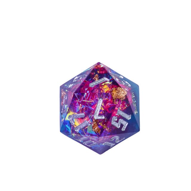 NordicDice D20 Løs d20 Sharp Dice pink og mørkeblå terning