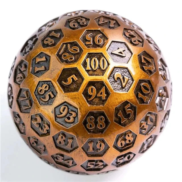 NordicDice D20 Metal D100 rollespilsterning - bronze