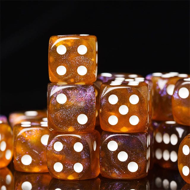 NordicDice d6 12 stk. d6 Brun glitter terninger - 16mm