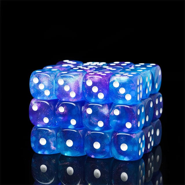 NordicDice d6 blå glitter d6 terning - 16mm