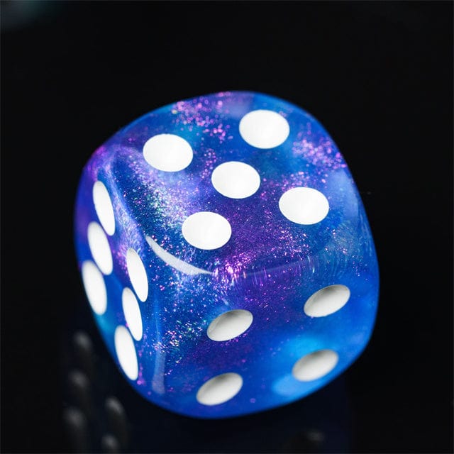 NordicDice d6 blå glitter d6 terning - 16mm