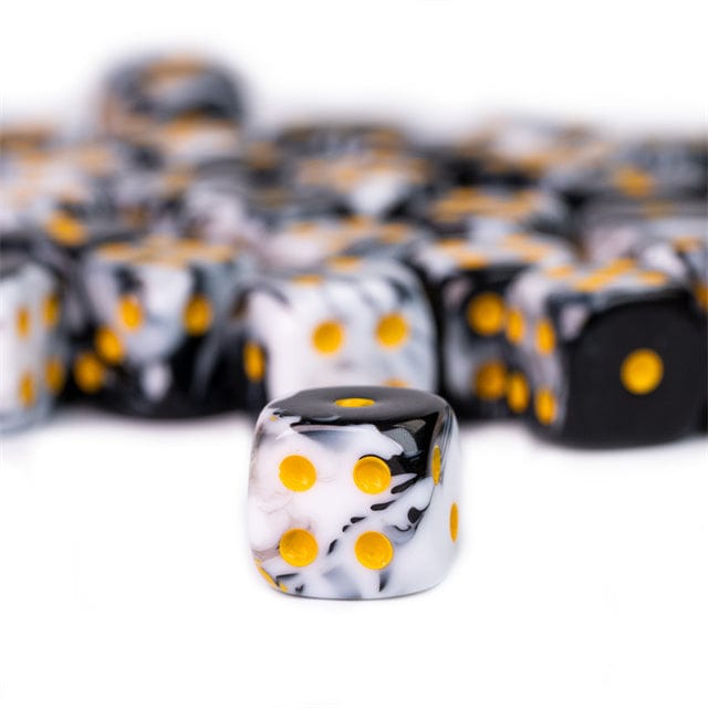 NordicDice d6 Black & white mini d6 terning - 25 stk