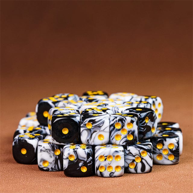 Black & white mini d6 dice - 25 pcs