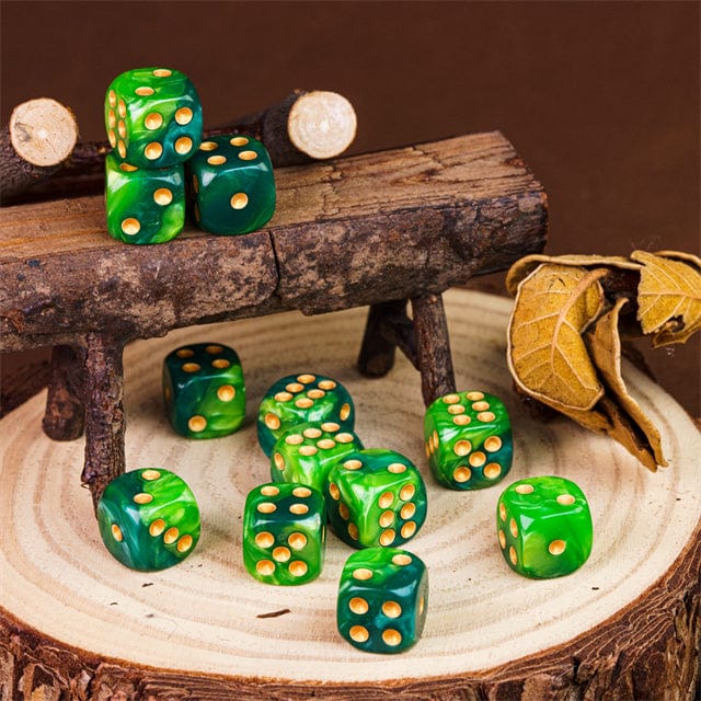 Grøn mini d6 - 25 stk til dnd og brætspil