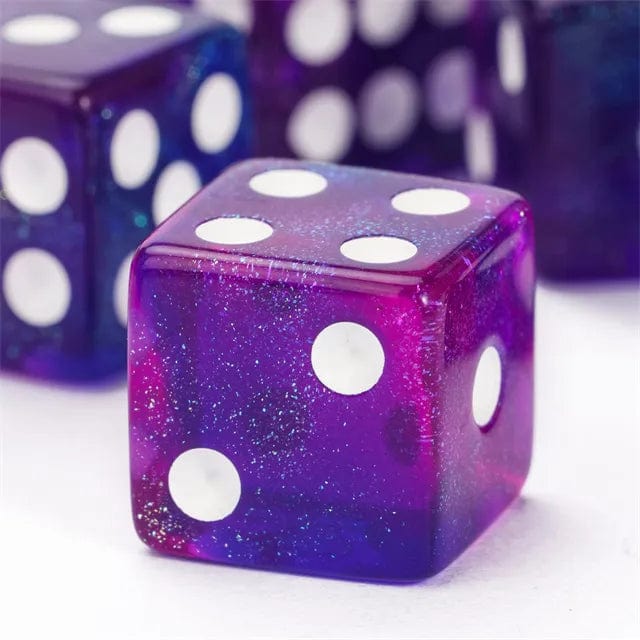 Purple galaxy mini d6 dice - 25 pcs