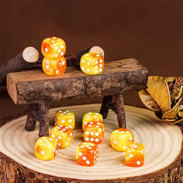 NordicDice d6 Rødgul mini d6 12mm terninger - 25 stk