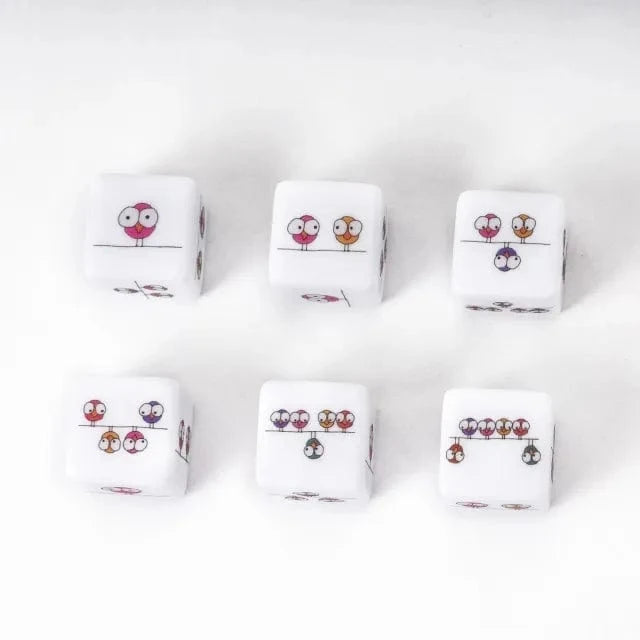 NordicDice d6 (sekssidet) cute bird d6 rollespilsterning - 16mm
