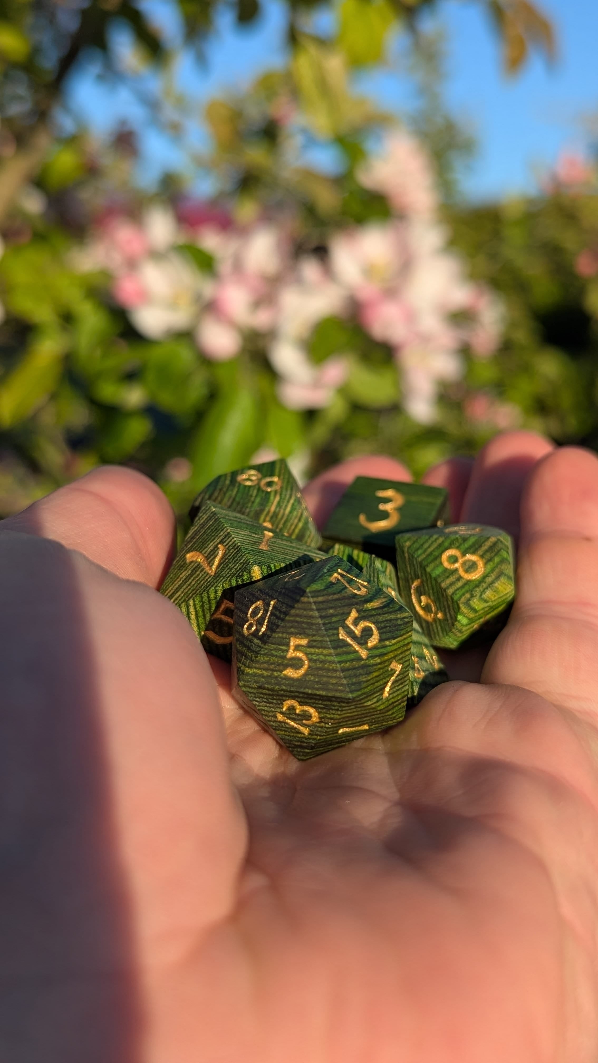 NordicDice Liquid dice Grøn druide træ - rollespilsterninger - 7 stk (Kopi)