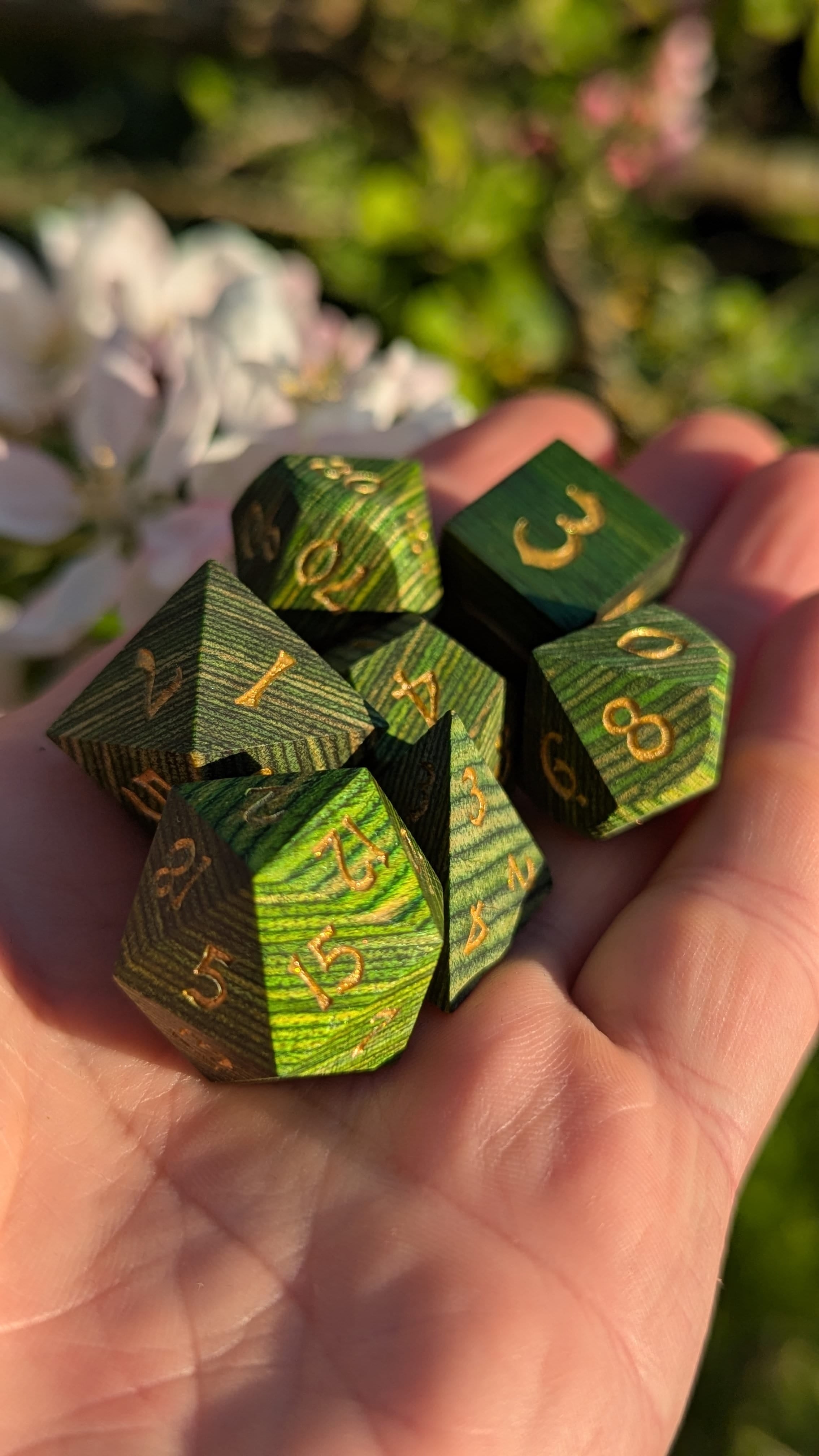 NordicDice Liquid dice Grøn druide træ - rollespilsterninger - 7 stk (Kopi)